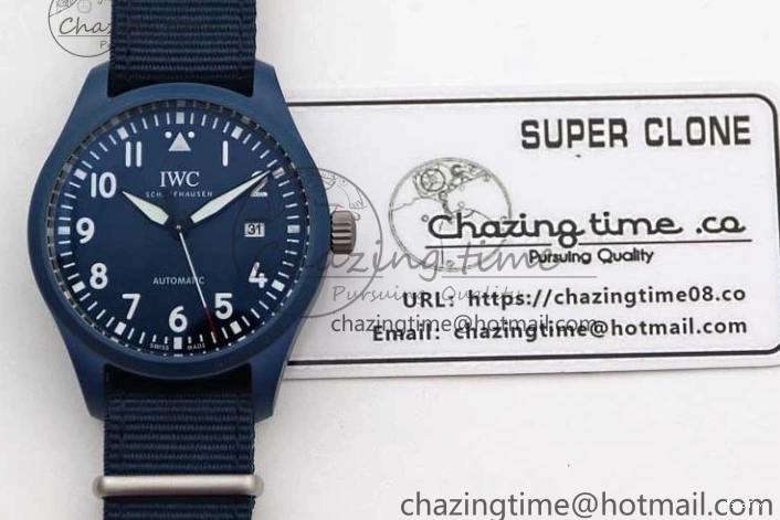 MIROTIME 0816 EasyCare Mark XVIII IW328101 Blue Ceramic M+F 1:1 Best Edition Blue Dial on Blue Nylon Strap A 7046
